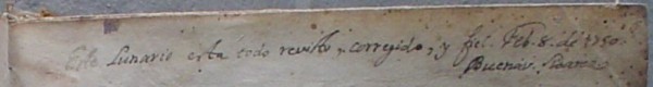 Korrektur Signatur von B Suarez von 1750